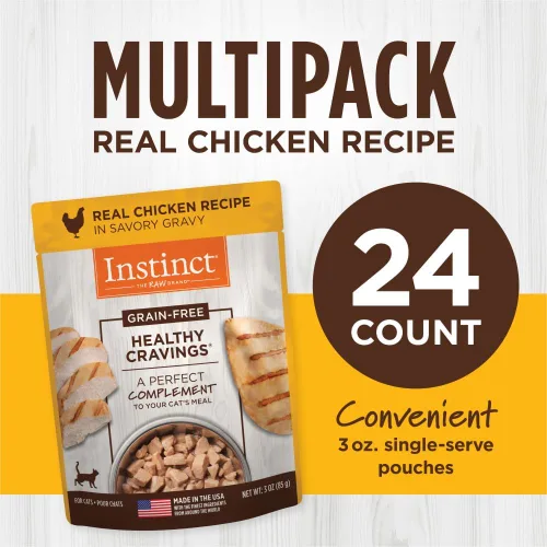 Vista 8 de Instinct Healthy Cravings, Receta sin granos con pollo real, comida húmeda natural para gatos, suplemento por Nature's Variety, 3 onzas