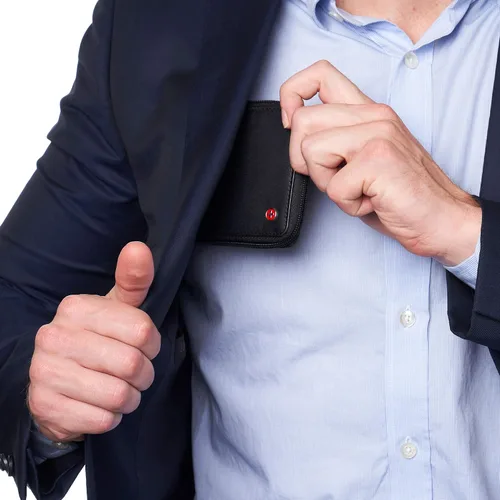 Vista 6 de Alpine Swiss Logan - Cartera plegable con cremallera para hombre o mujer, seguridad RFID, viene en una caja de regalo, cartera Rfid, talla única