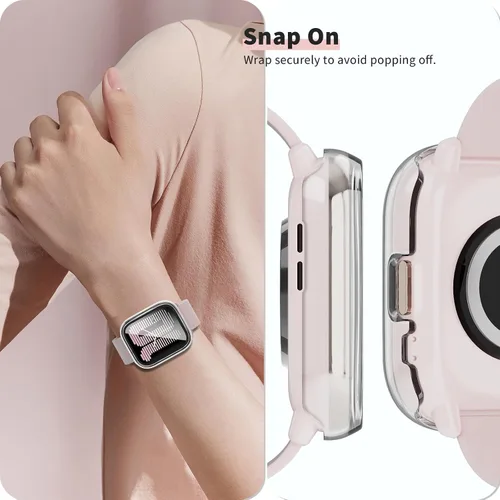 Vista 5 de Rc-Z Paquete de 2 fundas protectoras de pantalla para reloj inteligente Amazfit Active, parachoques duro de policarbonato integrado, película