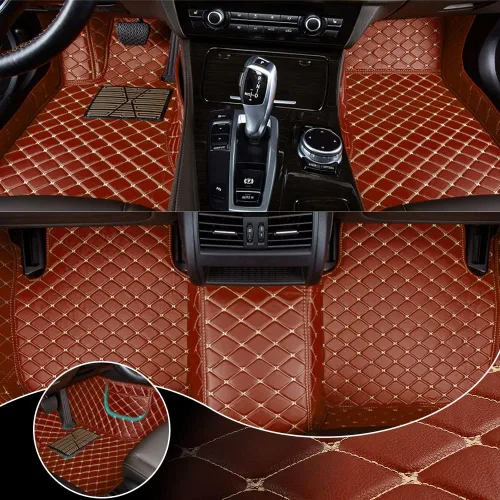 Vista 14 de Alfombrillas personalizadas para Toyota 4Runner 1988-2023, de cuero de lujo, impermeables, antideslizantes, cobertura completa, revestimientos Beige