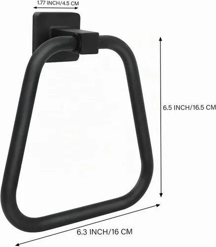 Vista 4 de Toallero para pared de baño, toallero de mano de acero inoxidable, resistente para baño, cocina (negro)