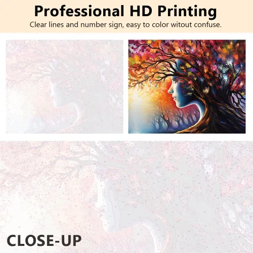 Vista 5 de TUMOVO Pintura por números para adultos principiantes, kits de pintura por números, pintura de bosque de otoño por números, pintura abstracta