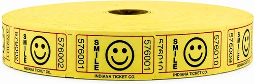 Vista 13 de INDIANA TICKET CO. Smile Paquete de 4 Rollos de Boletos - 2000 Cada Uno en Azul, Rojo, Amarillo y Verde (8000 Total) 1x2 para Admisión, Eventos A