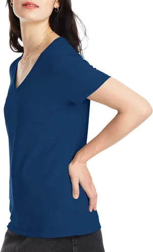 Vista 6 de Hanes Camiseta de manga corta con cuello en V para mujer (opción de 1 o 2 unidades)