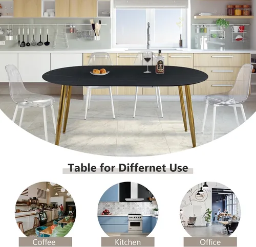Vista 7 de Mesa de comedor redonda extensible de 70 pulgadas para 4 y 6 pulgadas, moderna mesa de comedor ovalada, mesa de comedor grande expandible