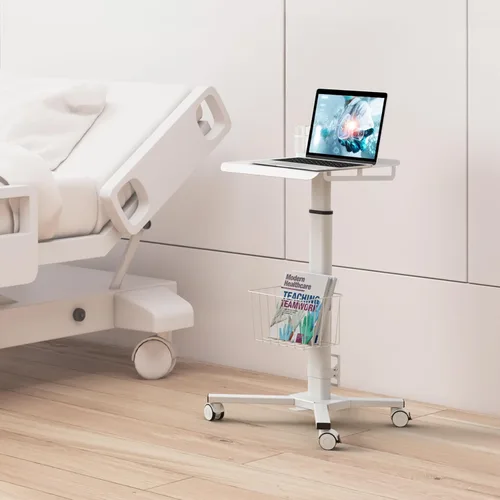 Vista 8 de ONKRON Carrito móvil para laptop con ruedas, carga hasta 17.6 libras, escritorio rodante de pie con altura ajustable, estación de trabajo portátil