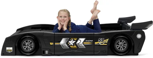 Vista 5 de Delta Children Grand Prix Race Car - Cama para niños pequeños y individuales, color negro