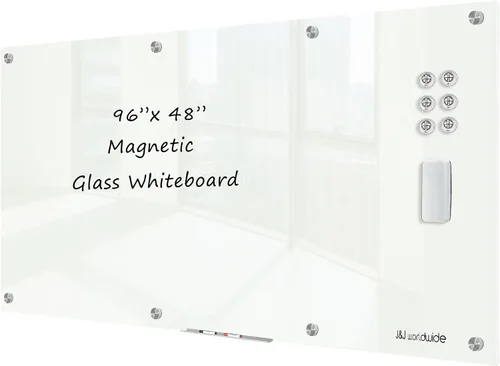 Vista 17 de J&J worldwide Pizarra blanca de vidrio magnético negro de 47 x 35 pulgadas, sin marco, de vidrio templado, borrado en seco, para montaje en pared