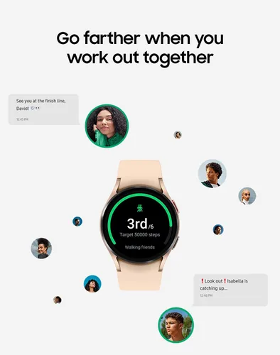 Vista 6 de SAMSUNG Galaxy Watch 4 1.58 pulgadas (40 mm) Smartwatch con monitor ECG para salud acondicionamiento físico correr ciclos de sueño GPS detección