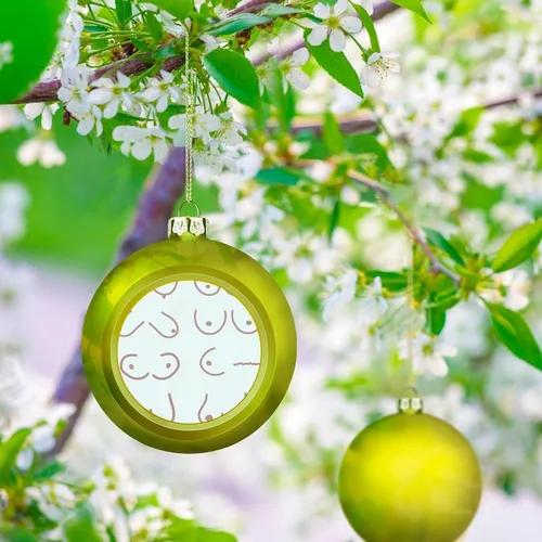 Vista 5 de Boobs Funny Shatterproof Matte Christmas Balls for Tree Wreath Home Decor 1PCS