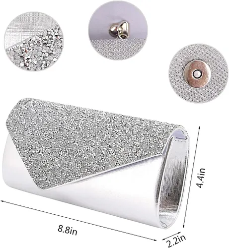 Vista 2 de Naimo Bolso de mano con diamantes de imitación brillantes para boda, fiesta de noche
