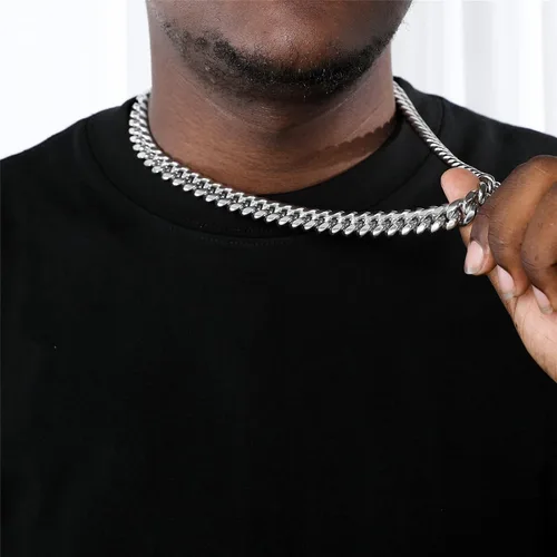 Vista 7 de Cuban Chain Necklace for Men Women 18k Silver Gold Stainless Steel Cuban Chains 8mm 10mm Width Fashion Hip Hop Jewelry