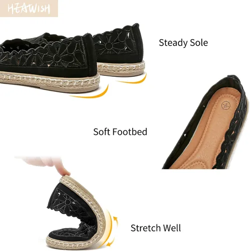 Vista 4 de HEAWISH Zapatos de vestir con punta redonda para mujer, estilo bailarina, estilo casual