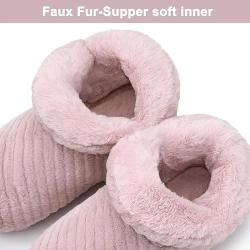 Vista 4 de HOMEHOT Pantuflas de invierno para mujer, cálidas, cómodas, suaves, forro de piel sintética, con forro polar