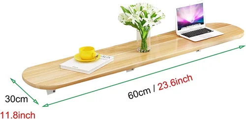 Vista 2 de QQXX Mesa plegable montada en la pared, mesa de comedor resistente que ahorra espacio, mesa de trabajo larga plegable fácil de montar, escritorio