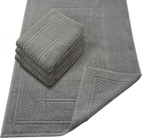 Vista 9 de Avalon Towels Juego de 2 tapetes de baño absorbentes 100% algodón, color beige, tapetes de baño de secado rápido para baños (22 x 34 pulgadas)