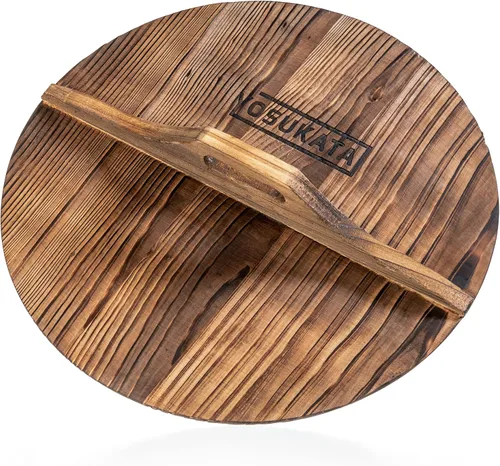Vista 8 de YOSUKATA Funda Wok Premium 13.2" para Wok 13.5"- Tapa de madera para sartén