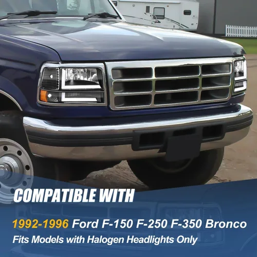 Vista 6 de Auto Dynasty Juego de Faros LED DRL 3D y Lámpara de Parachoques Compatible con Ford F-150 F-250 F-350 Bronco 1992-1996, Lado del Conductor