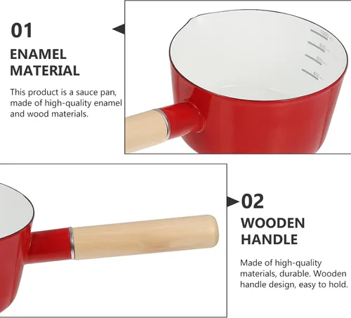 Vista 3 de Esmalte Leche Stockpot Mango Alimentos Bebé Cocina Olla Hogar Cocina Varios Colores Antiadherente Fácil Caño