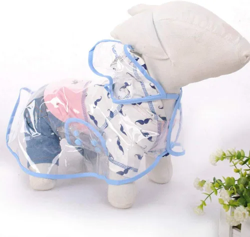 Vista 2 de Impermeable para mascotas, ropa impermeable para perros pequeños, chaqueta de lluvia para cachorros, poncho transparente, ropa de lluvia para perros