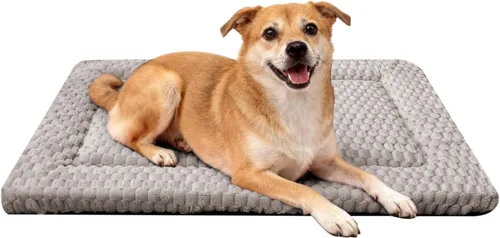 Vista 50 de Tapete de cama para perro, almohadilla reversible para jaula de perro con alfombrilla lavable y espuma suave, cama plana para mascotas para perros