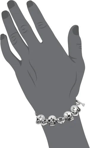 Vista 2 de WithLoveSilver de plata de ley 925grande Biker Gótico Calavera y huesos pulsera