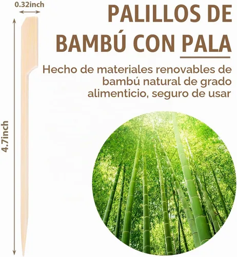 Vista 2 de HAKSEN 400 pinchos de bambú para aperitivos, púas de cóctel para bebidas, brochetas de madera de 4.7 pulgadas para sándwich, frutas, kabs