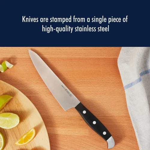 Vista 2 de HENCKELS Statement - Juego de 7 piezas de cuchillos afilados como una navaja con mango blanco, cuchillo de chef, cuchillo de pan, cuchillo