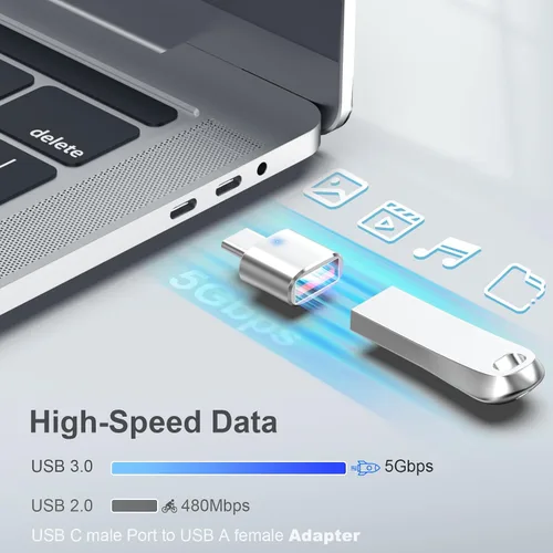 Vista 9 de Duyasurs Paquete de 6 adaptadores USB C a USB, transferencia de datos de alta velocidad, adaptador USB C macho a USB 3.0 hembra OTG para iPhone 17
