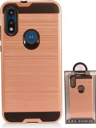 Vista 3 de Para Motorola Moto E (2020) XT2052 - Funda de teléfono estilo cepillado - CS3 oro rosa