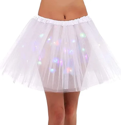 Vista 48 de Faldas de tutú LED para mujer, falda de tul con capas para baile de ballet, faldas iluminadas para disfraz de fiesta