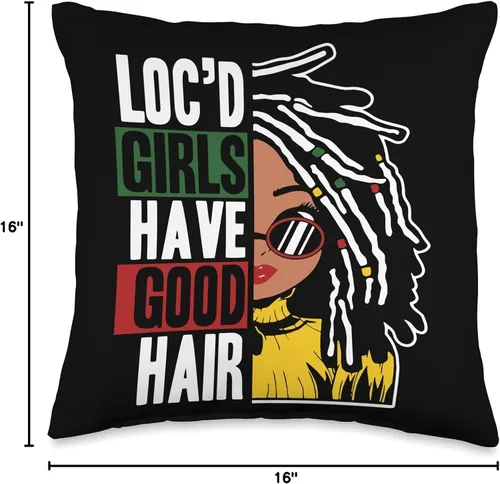 Vista 4 de Locs Afro Dreadlocks Love Beauty Hair Loc'd Good Hair - Almohada negra de niña africana americana, 16 x 16 pulgadas, multicolor