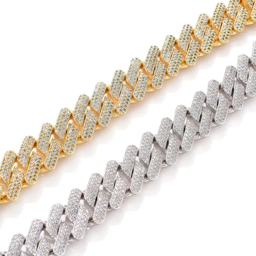Vista 4 de LKV Cadena cubana de oro para hombre Hip Hop de 0787in chapado en oro de 14 quilates diamante de laboratorio pulsera de eslabones cubanos Miami