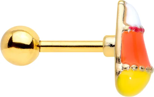 Vista 3 de Body Candy 16G - Aretes de acero inoxidable PVD 316L para mujer, diseño de caramelo de maíz, cartílago, joyería de hélice, tragus, 14 pulgadas