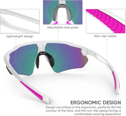 Vista 3 de Lentes de sol polarizados para ciclismo con 5 micas UV400, con armazón TR90.
