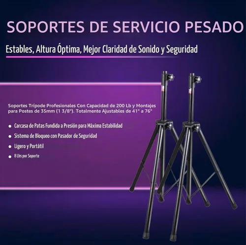 Vista 7 de Sistema PA completo, profesional, de 2000 watts, con mezclador 6 Ch, parlantes de 10 in y soporte para micrófonos inalámbricos dobles