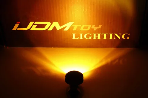 Vista 8 de iJDMTOY 2 unids ámbar amarillo 3-SMD Proyector de alta potencia LED Eagle Eye Lights w/Back Bolt-On Tornillos para luces de estacionamiento, niebla
