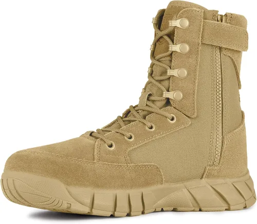 Vista 9 de FREE SOLDIER Men's 8 Inch Tactical Side Zip Boots Military Army Work Boots Lightweight Combat Boot for Motorcycle Boot