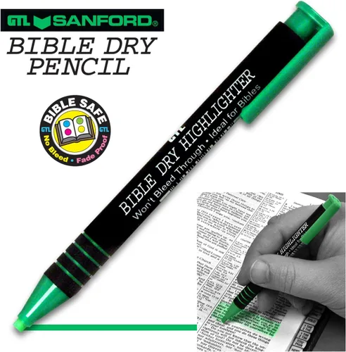 Vista 2 de G.T. Luscombe Company, Inc. Resaltador recargable Bible Dry con 2 paquetes de recambios (verde)