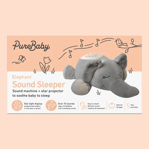 Vista 7 de PureBaby Sound Sleepers Máquina de sonido portátil y proyector de estrellas, ayuda para dormir de felpa para bebés y niños pequeños con pantalla