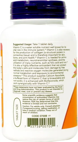 Vista 3 de NOW C-1000 - Protección antioxidante tamponada C 1000 mg, 90 tabletas (paquete de 2)