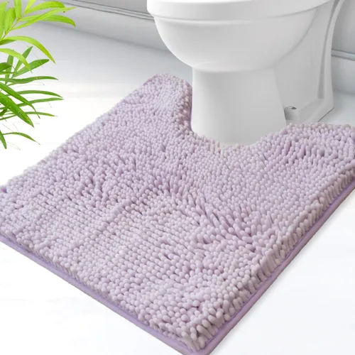 Vista 35 de Alfombras de baño en forma de U, alfombras de baño de felpilla súper absorbentes y respaldo antideslizante de PVC fuerte para inodoros, lavables a
