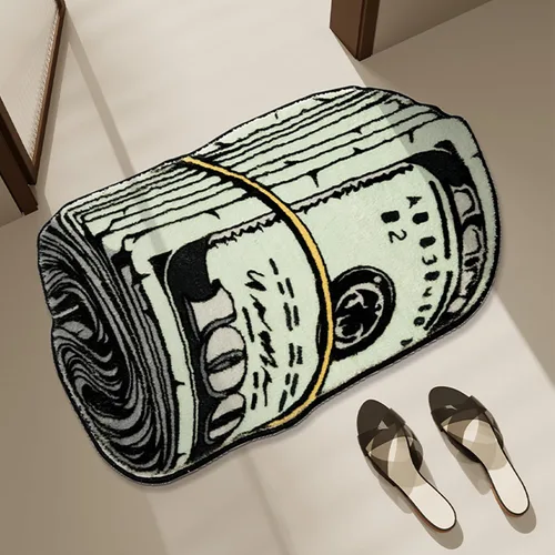 Vista 3 de Alfombra de Dinero, Alfombra de Billete de 100 Dólares, 20x32 pulgadas Alfombra Creativa Divertida de Dinero, Divertido Tapete de Baño, Adecuado