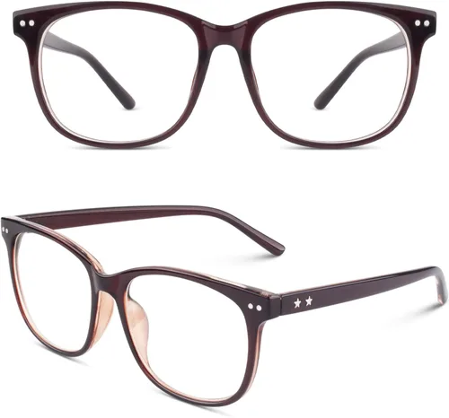 Vista 11 de Happy Store CN81 - Gafas de gran tamaño con montura UV 400 transparente Azul