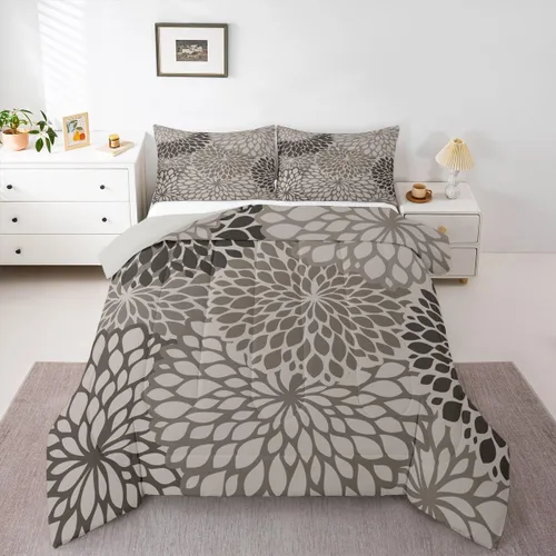 Vista 15 de Erosebridal Juego de edredón de dalia azteca para adultos, mujeres y niñas, ropa de cama floral, tamaño individual, relleno de edredón de flores