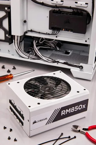 Vista 7 de Corsair RM850x White Series Full Modular 80PLUS Gold ATX Unidad de fuente de alimentación - Blanco