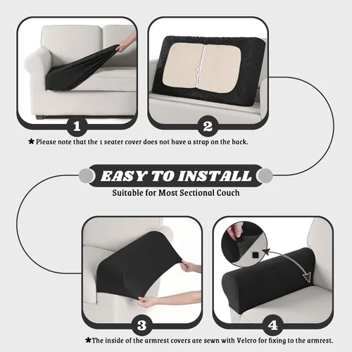 Vista 7 de KinCam - Fundas elásticas para cojines de sofá, fundas seccional para sofá en forma de L, fundas lavables para sofá, fundas para sofá