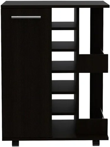 Vista 8 de TUHOME Carrito de barra de madera de ingeniería en negro