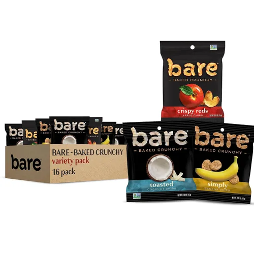 Vista 14 de Bare Chips de coco crujientes al horno desnudo, tostadas, 3 veces bolsas compartidas (6 pack)