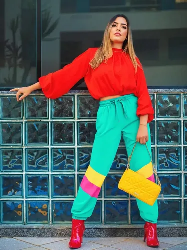 Vista 2 de UOUA Pantalones deportivos de los años 80 para mujer, pantalones deportivos de entrenamiento de neón de los años 90, informales, reversibles
